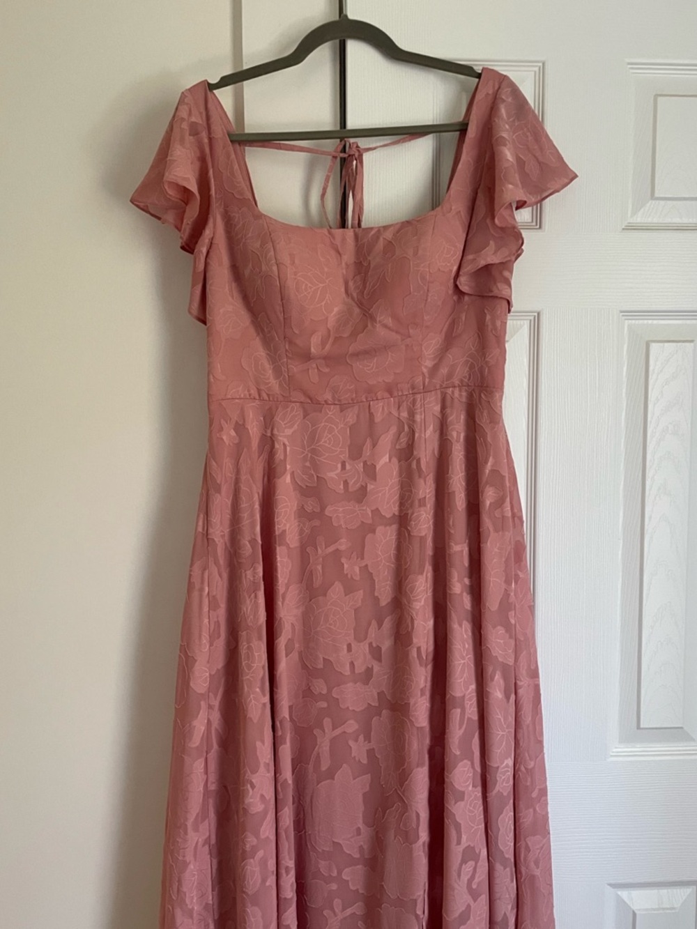 Azazie Bondi Rosette A-Line Side Slit Floral Burnout Dress - Size 12 - Picture 6 of 16
